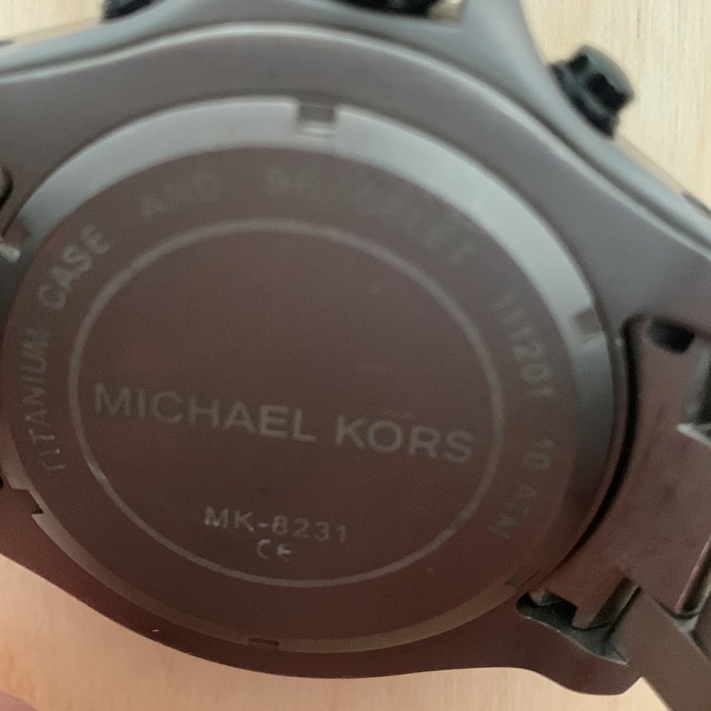 Michael Kors Gunmetal Bracelet Watch with Black Bezel and Blue Dial Accents 44mm - Picture 5 of 5